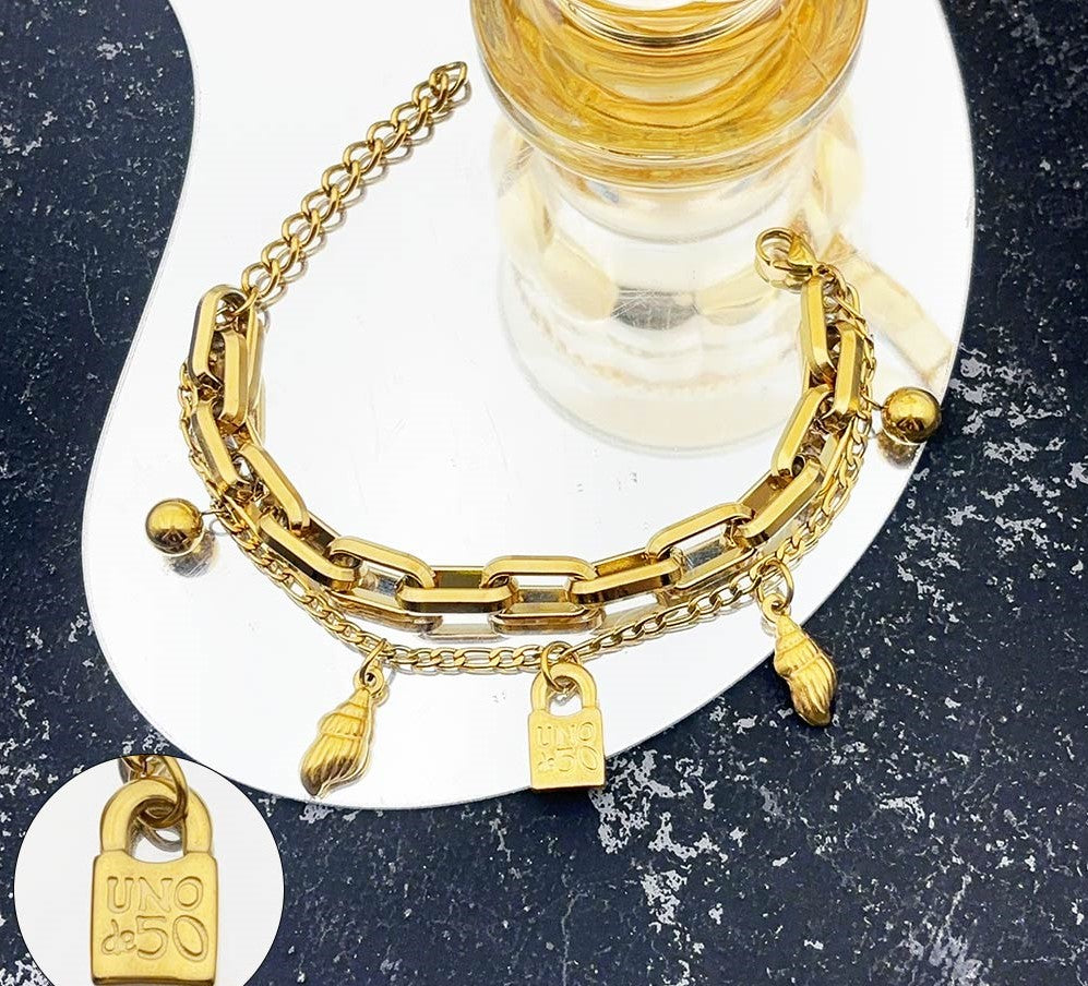 Pulsera cadena doble Dorada
