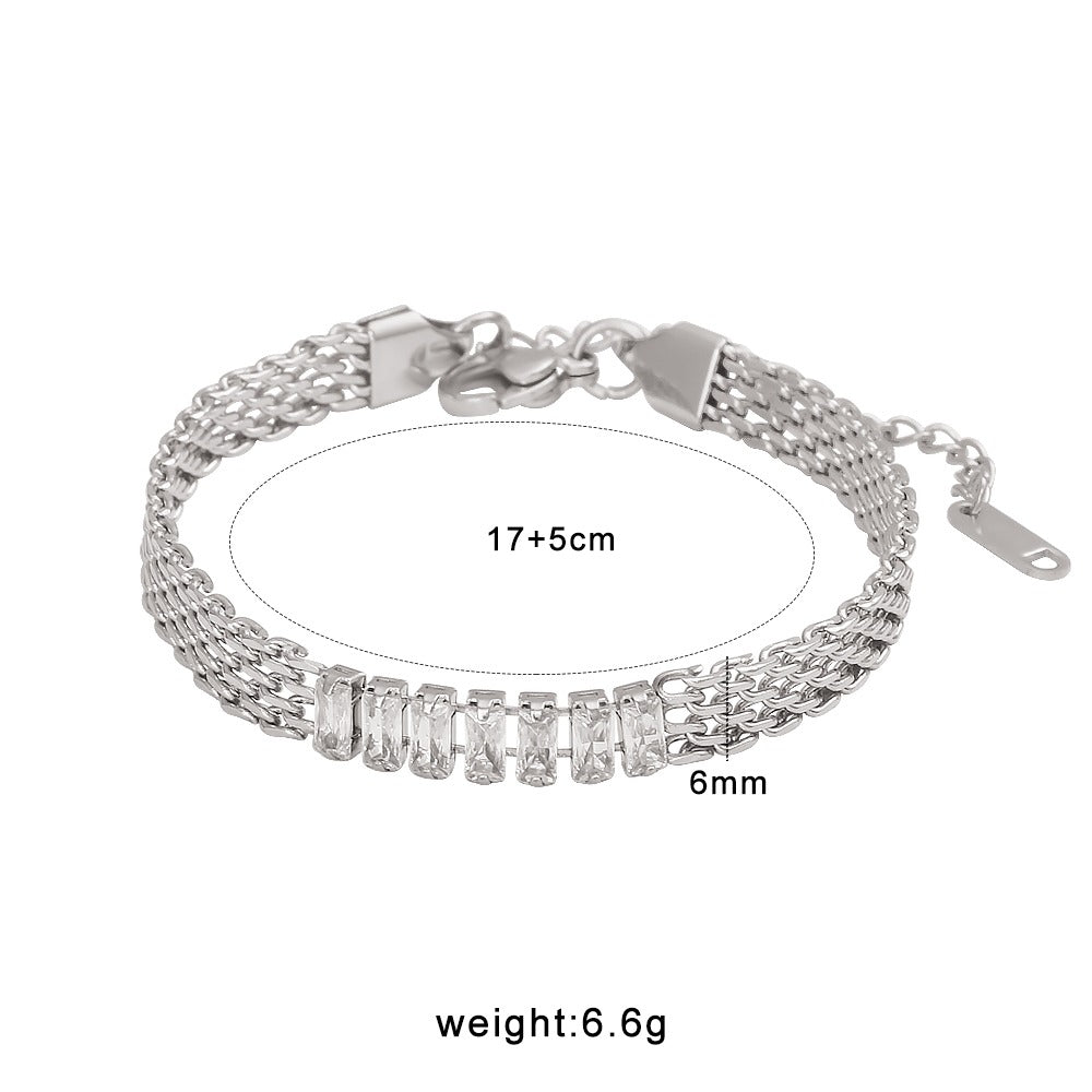 Pulsera plata con rhinestones