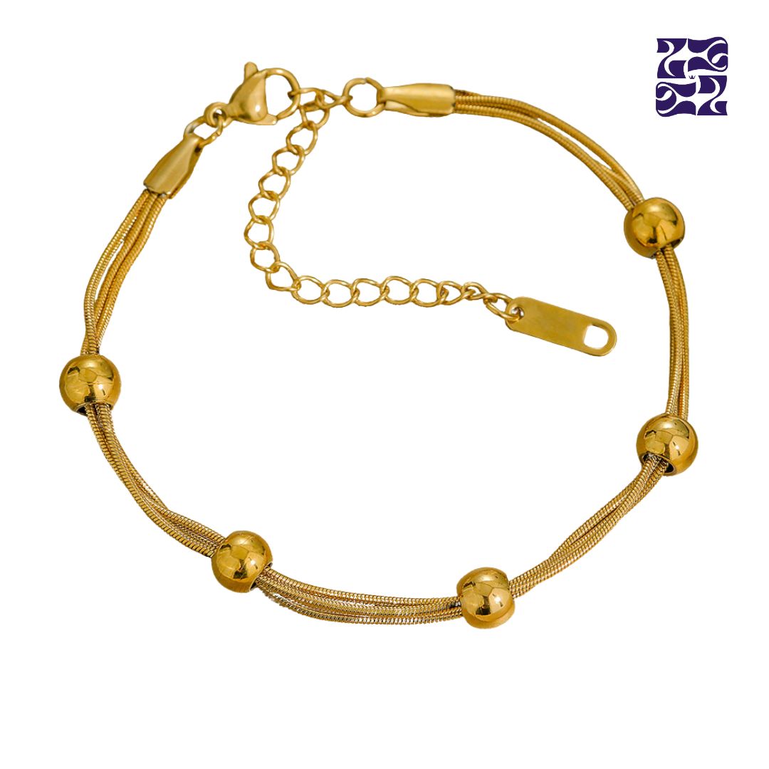 Pulsera Clásica Acero Inoxidable Baño de Oro 18k