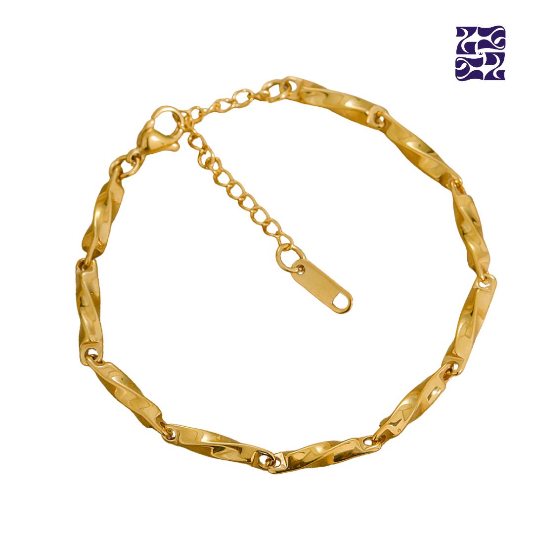 Pulsera Clásica Acero Inoxidable Baño de Oro 18k