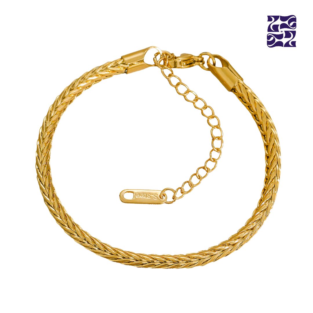 Pulsera Clásica Acero Inoxidable Baño de Oro 18k