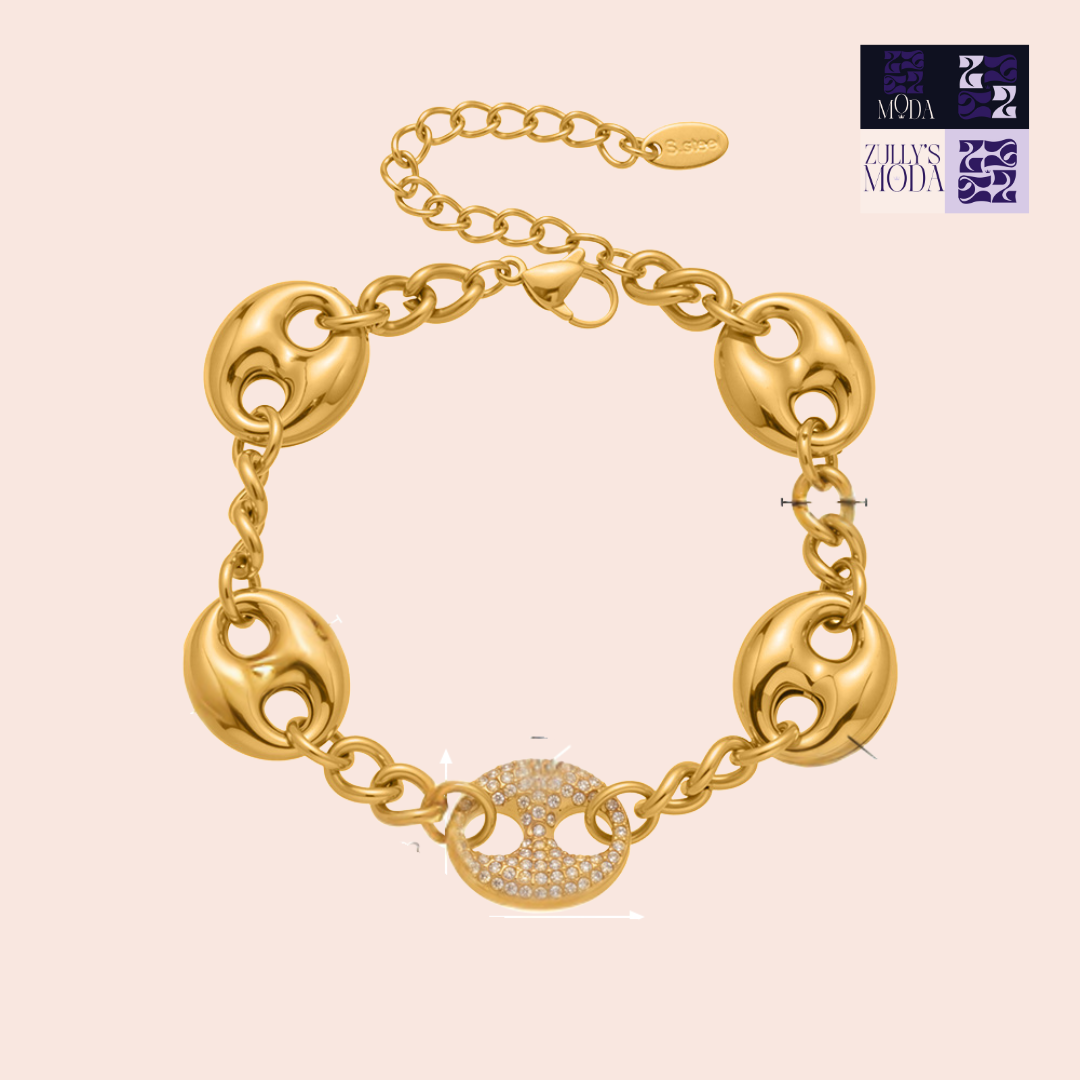 Pulsera GG dorada con brillantes