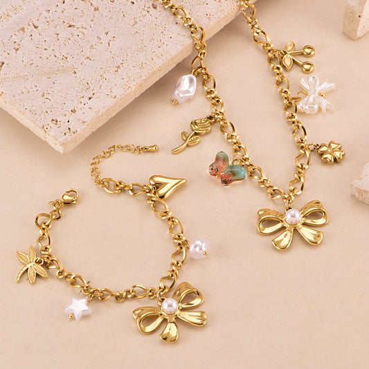 Set collar y pulsera Dorados Lazos