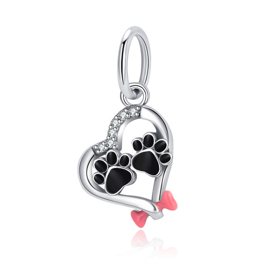 Charm Corazón con Dogs Paws