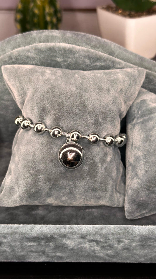 Pulsera de charm de bolas plata