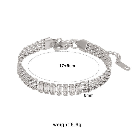 Pulsera plata con rhinestones