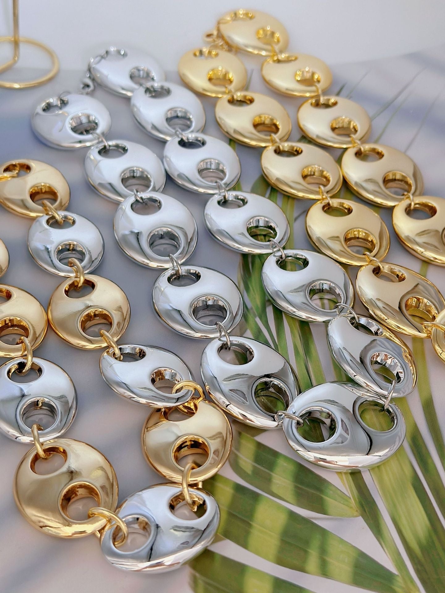 Collar Chunky de Eslabones Circulares en Acero Inoxidable – Plata, Oro y Doble Tono