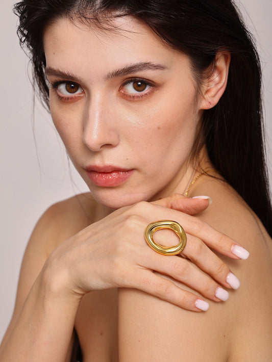 Anillo Abierto en Diseño Orgánico – Oro y Plata