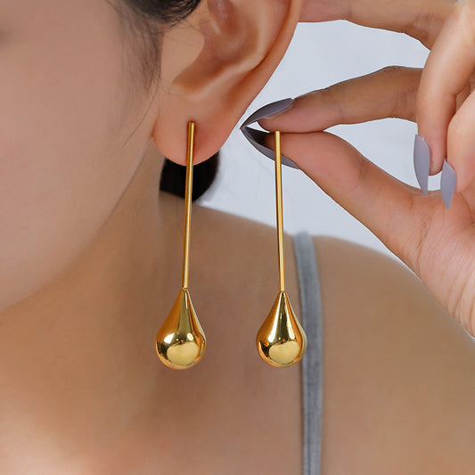 Aretes Gota Dorada Estilo Minimalista