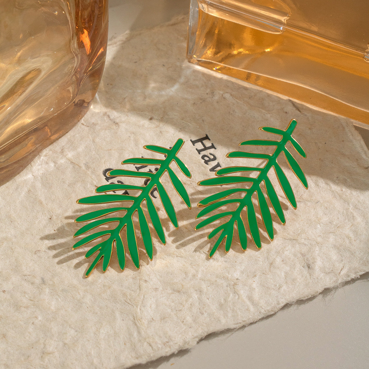 Aretes Hoja Tropical en Acero Inoxidable – Variantes Verde y Amarillo