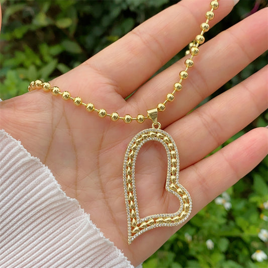 Cadena Dorada con Corazónes grandes