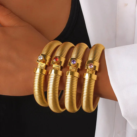 Pulseras titanio con cierre con piedras