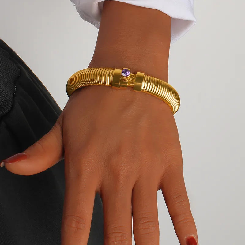 Pulseras titanio con cierre con piedras