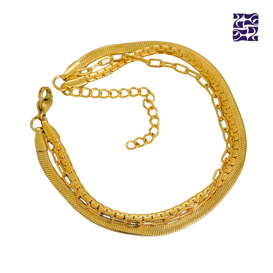 Pulsera Clásica Acero Inoxidable Baño de Oro 18k
